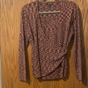Apt. 9 Women's Maroon and multi color Wrap Blouse